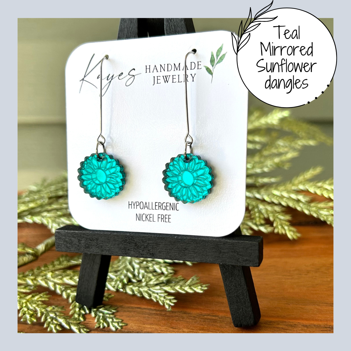 Mirrored Sunflower dangles