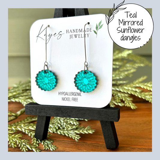 Mirrored Sunflower dangles