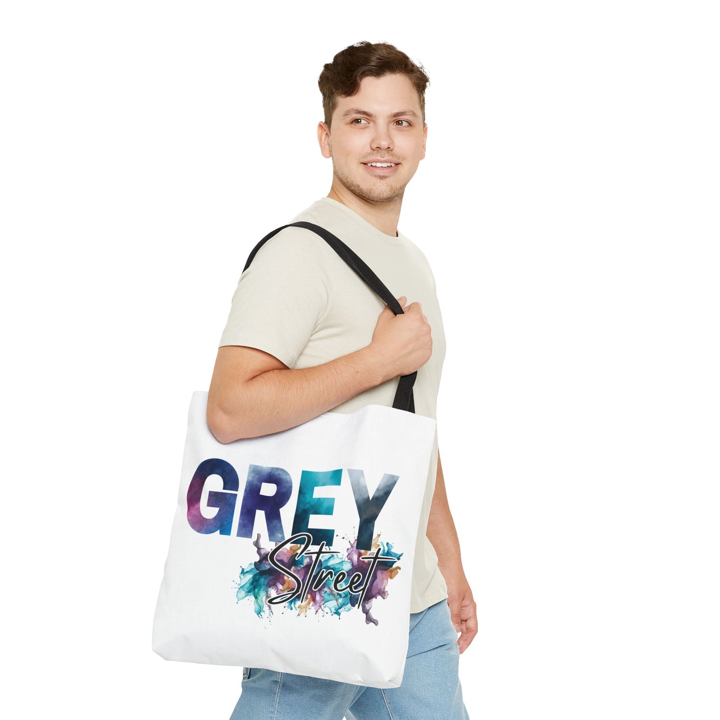 Vibrant "Grey Street" White Tote Bag - Stylish & Functional for Everyday Use