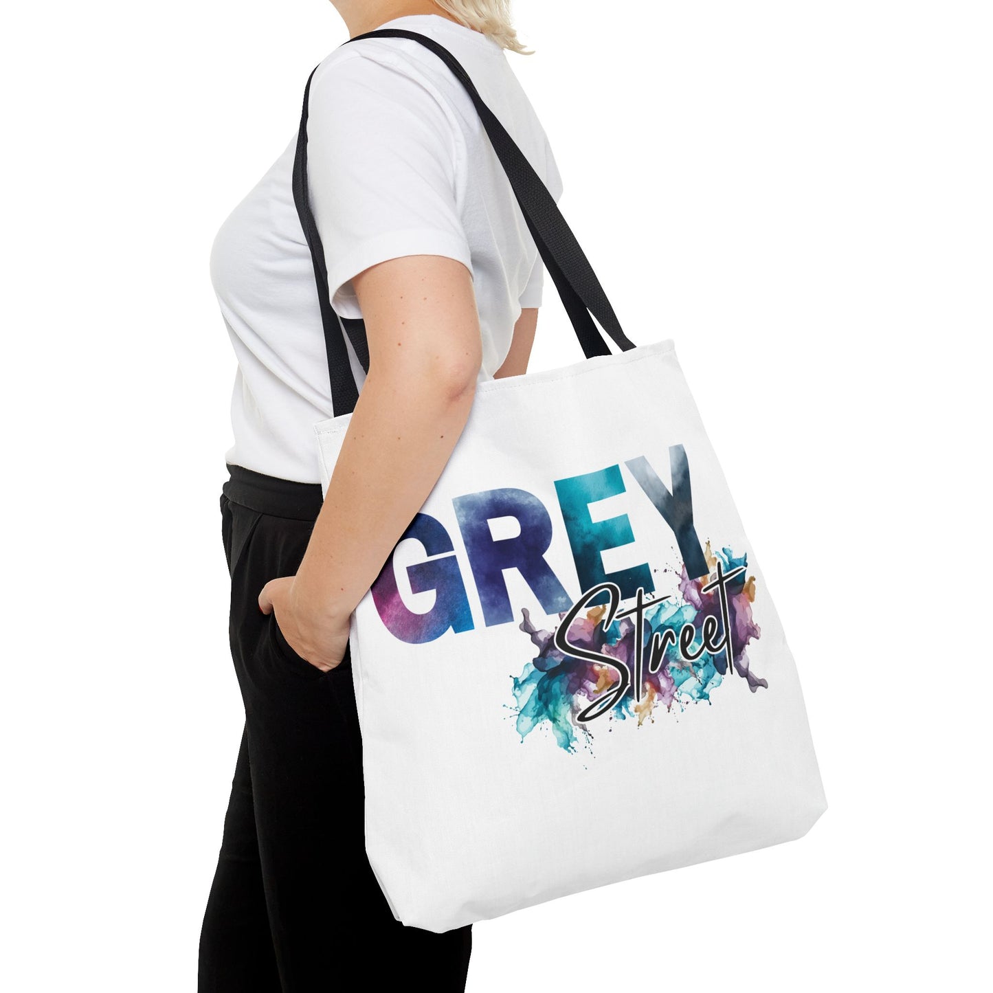 Vibrant "Grey Street" White Tote Bag - Stylish & Functional for Everyday Use