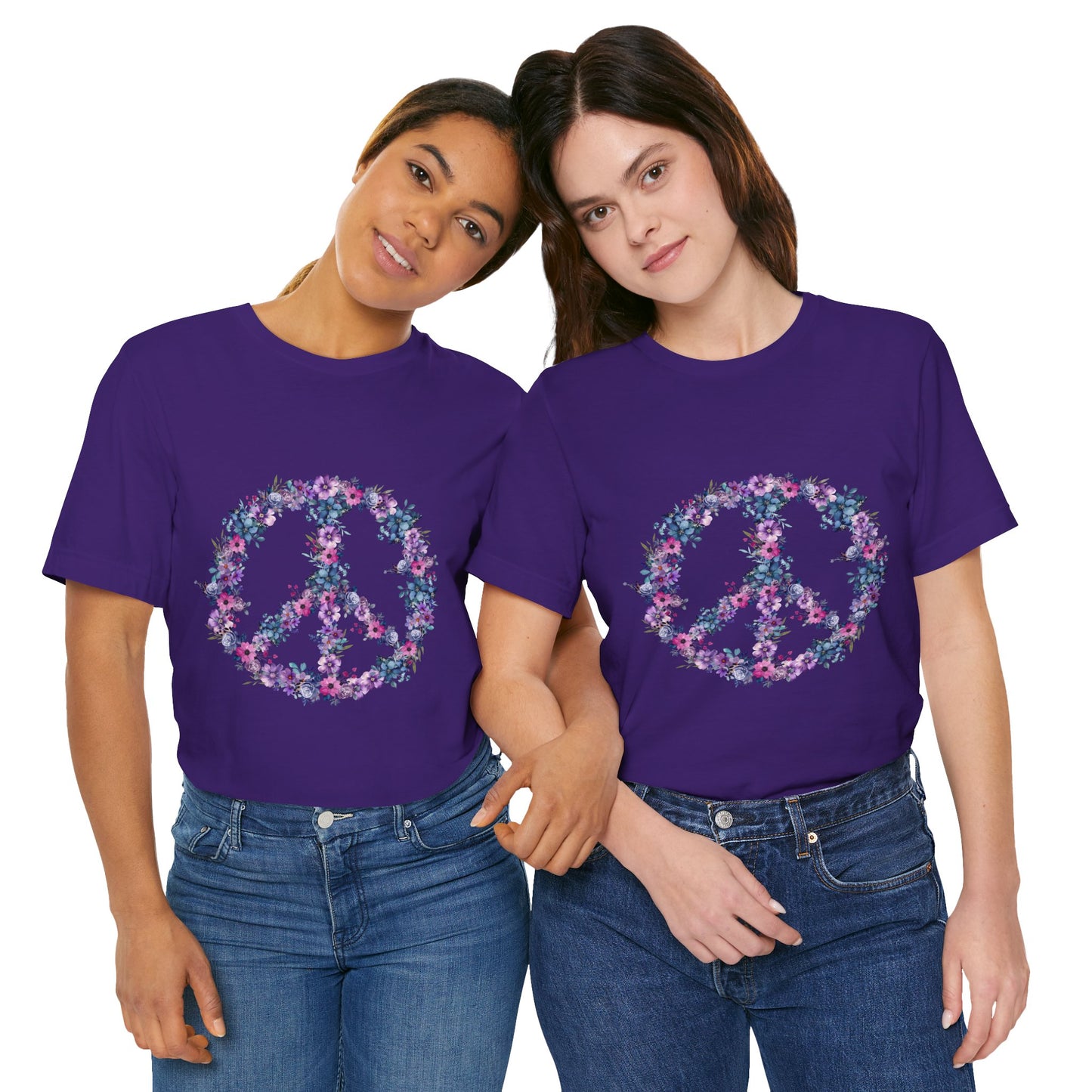 Floral Peace Sign Unisex Comfort Soft Jersey Tee