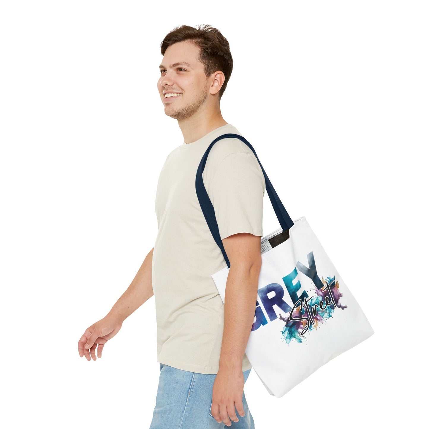 Vibrant "Grey Street" White Tote Bag - Stylish & Functional for Everyday Use