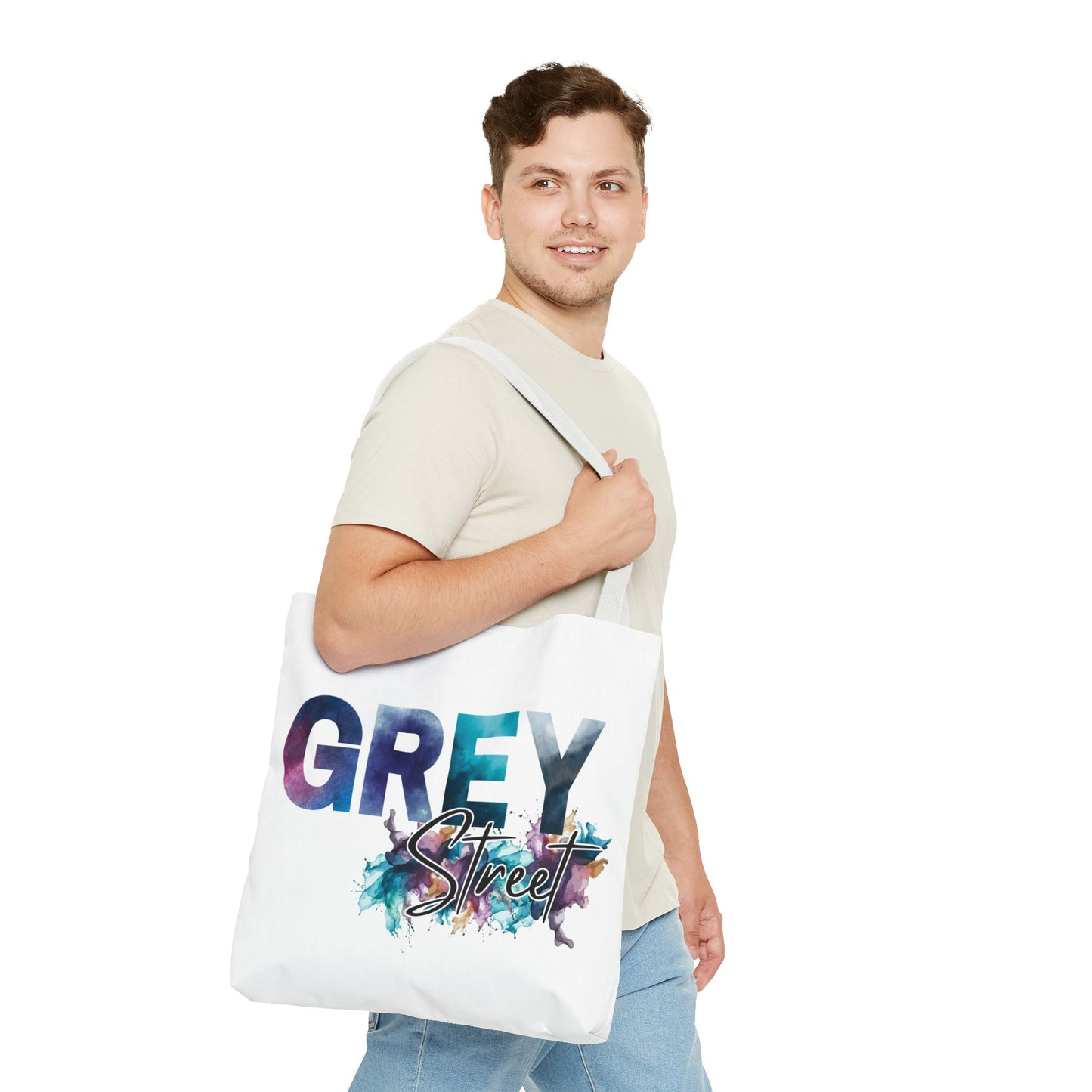 Vibrant "Grey Street" White Tote Bag - Stylish & Functional for Everyday Use