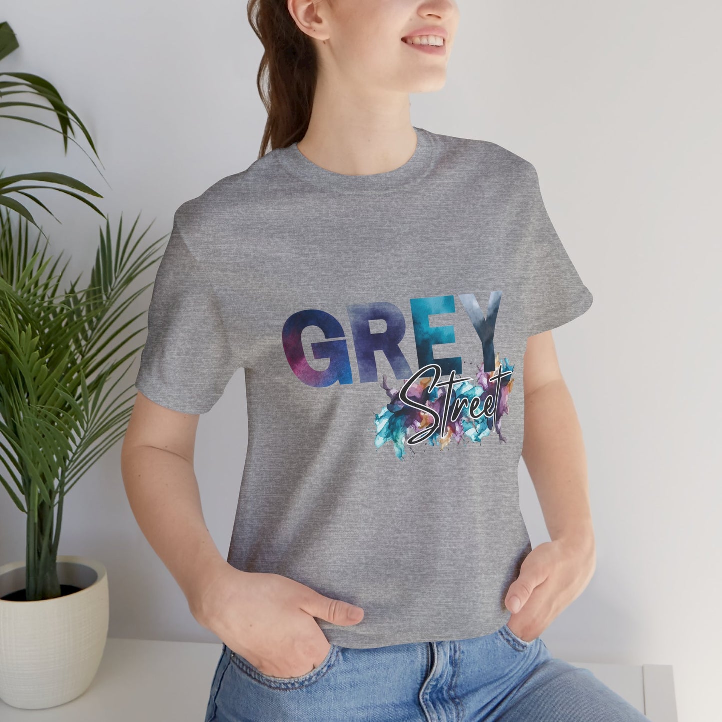 Grey Street Unisex Soft Jersey Tee -Vibrant Muted Colors captivates the vibe of Grey Street