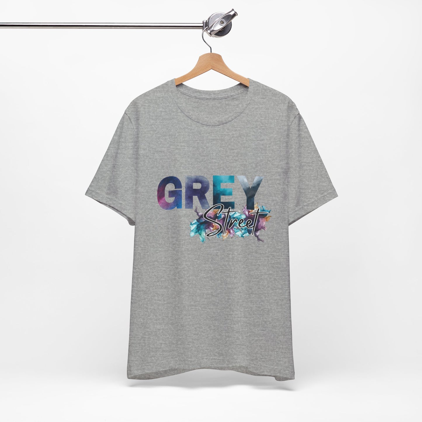Grey Street Unisex Soft Jersey Tee -Vibrant Muted Colors captivates the vibe of Grey Street