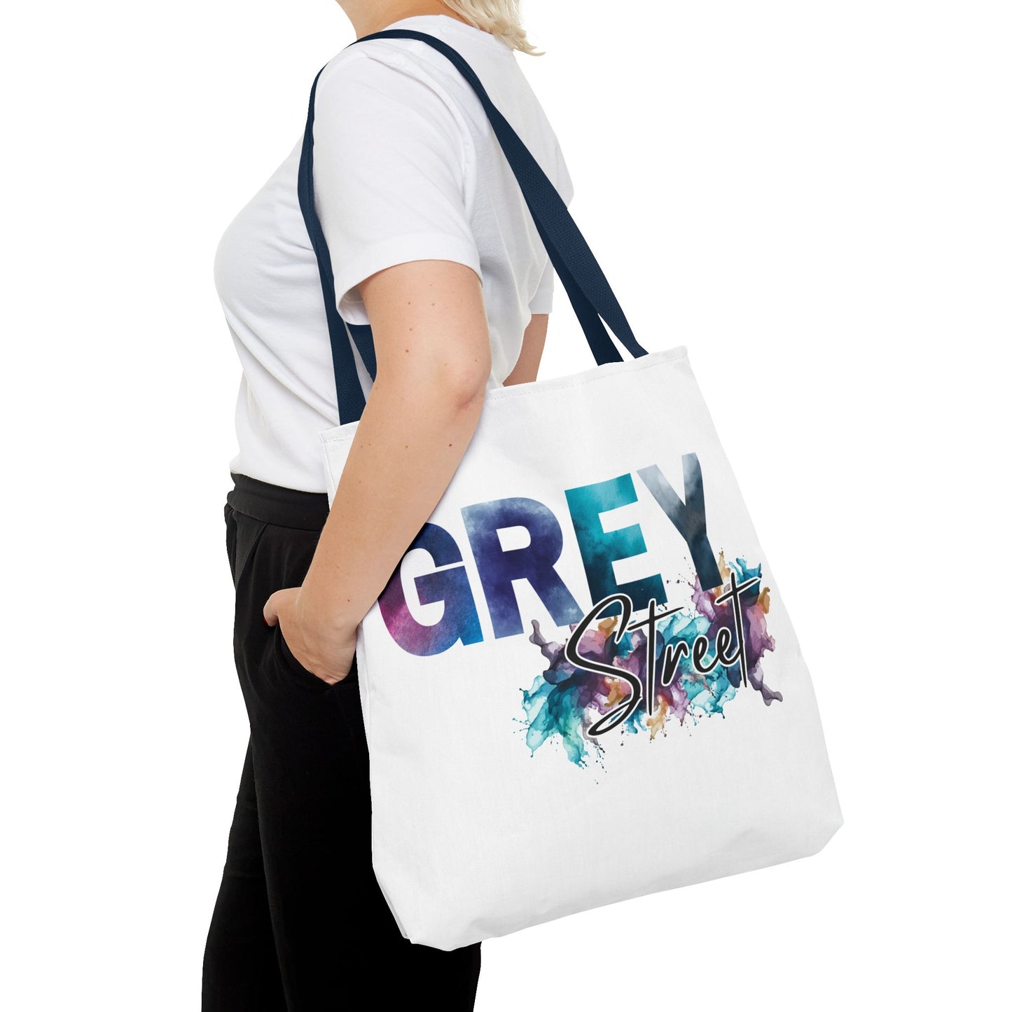 Vibrant "Grey Street" White Tote Bag - Stylish & Functional for Everyday Use