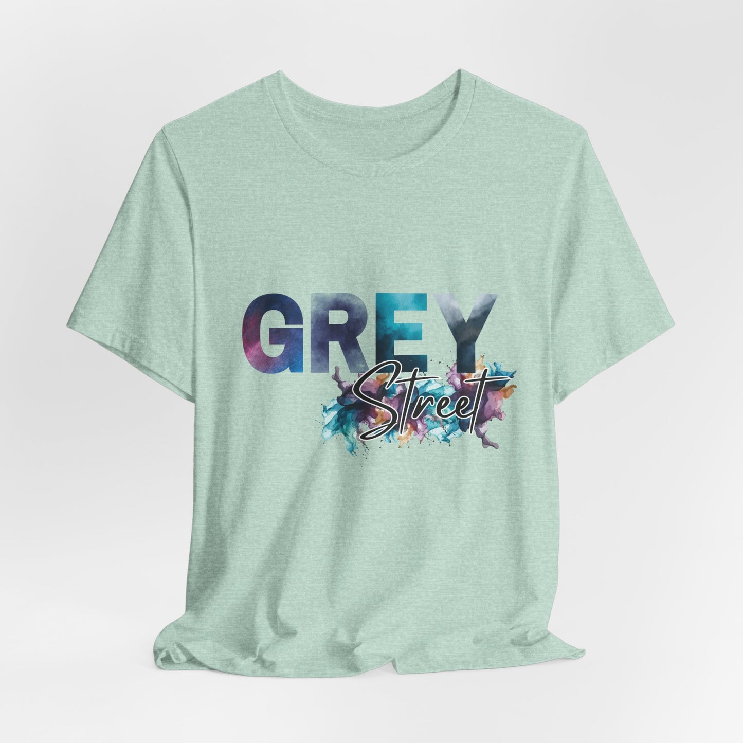 Grey Street Unisex Soft Jersey Tee -Vibrant Muted Colors captivates the vibe of Grey Street