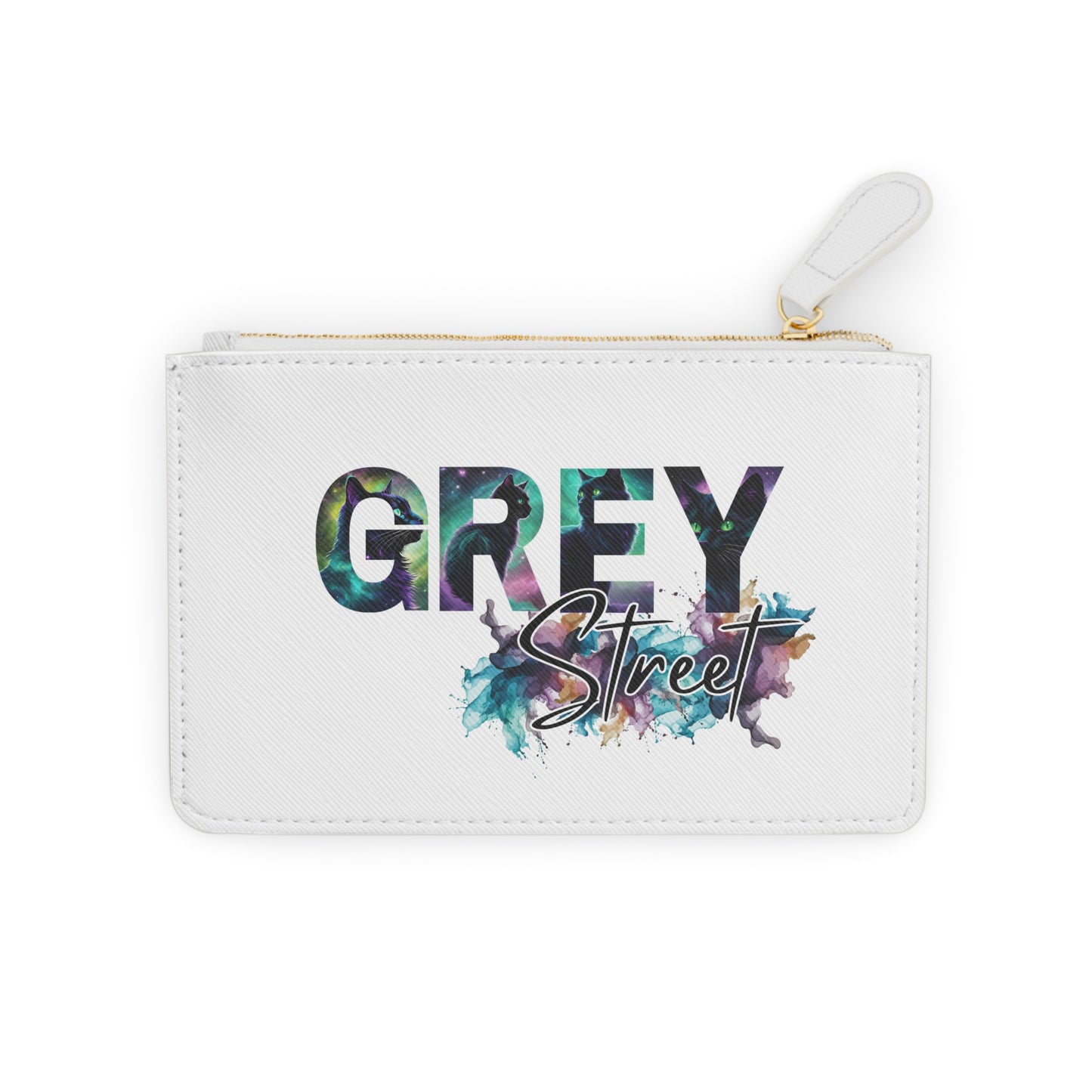 Stylish Mini Clutch Bag - "GREY Street/Black Cat Changing Colors" Design for Everyday Use