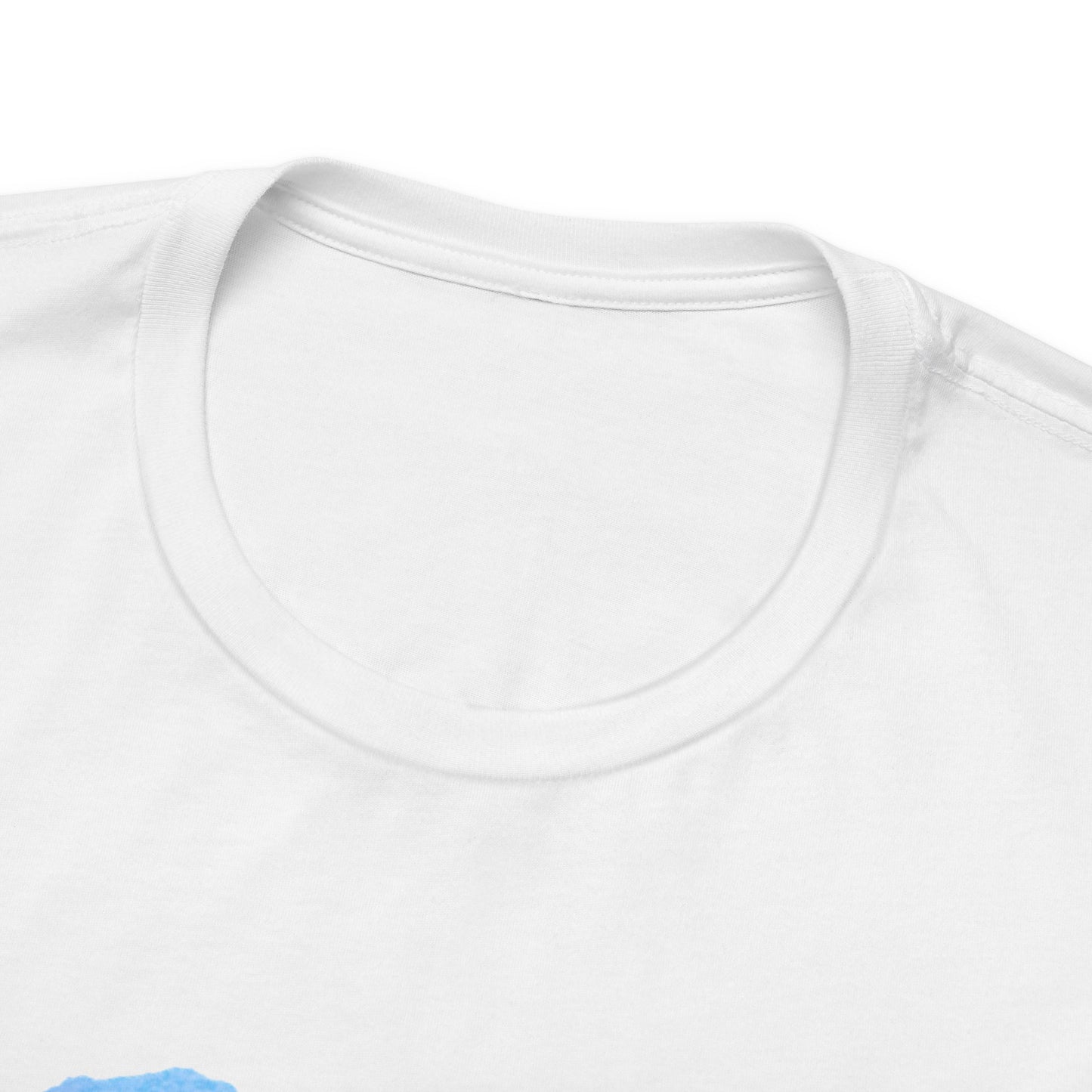 "Crossed Into a Dream Blue and Red Mushroom" Unisex Jersey Tee - Colorful Nature-Inspired Design