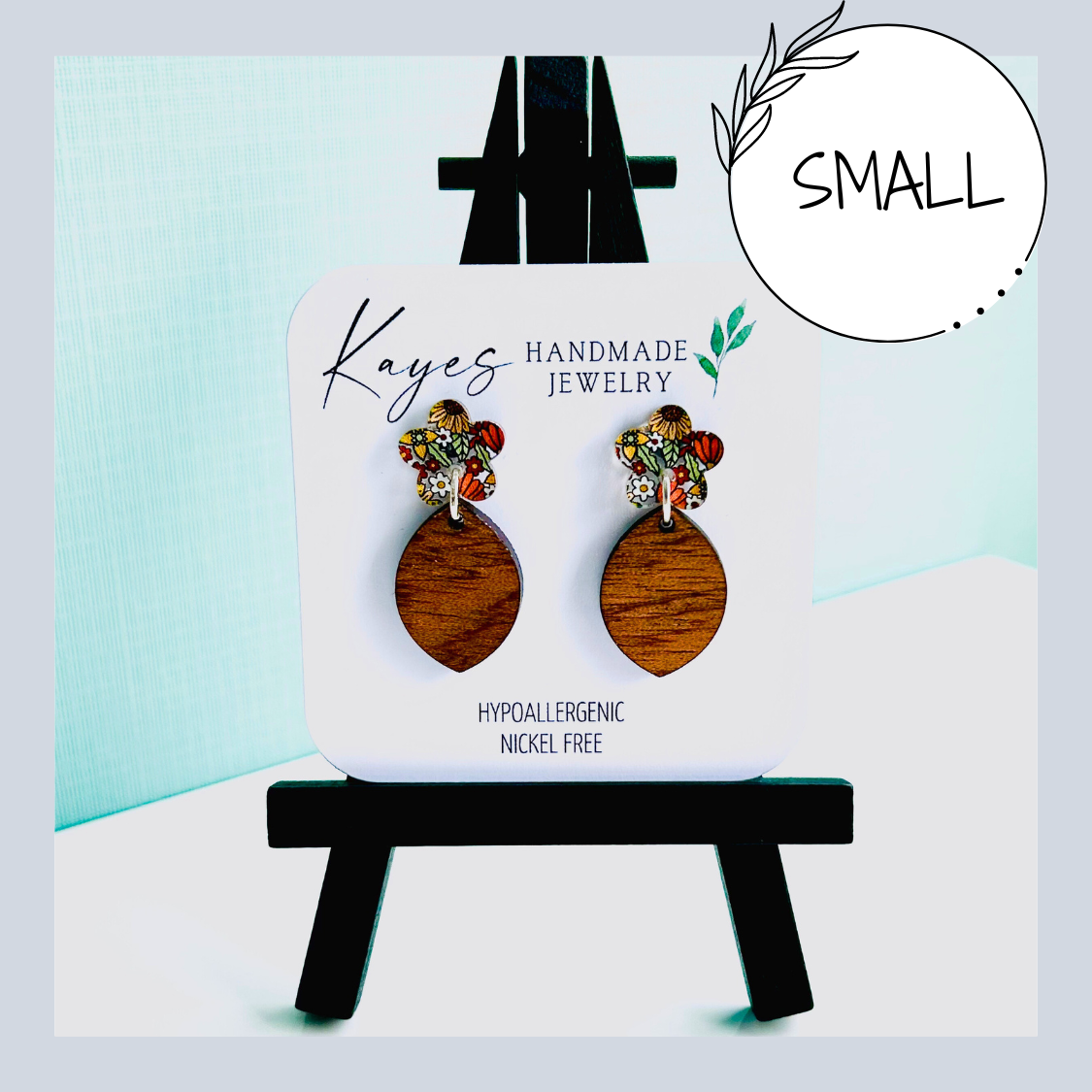 Fall Floral Boho Dangles with wood.