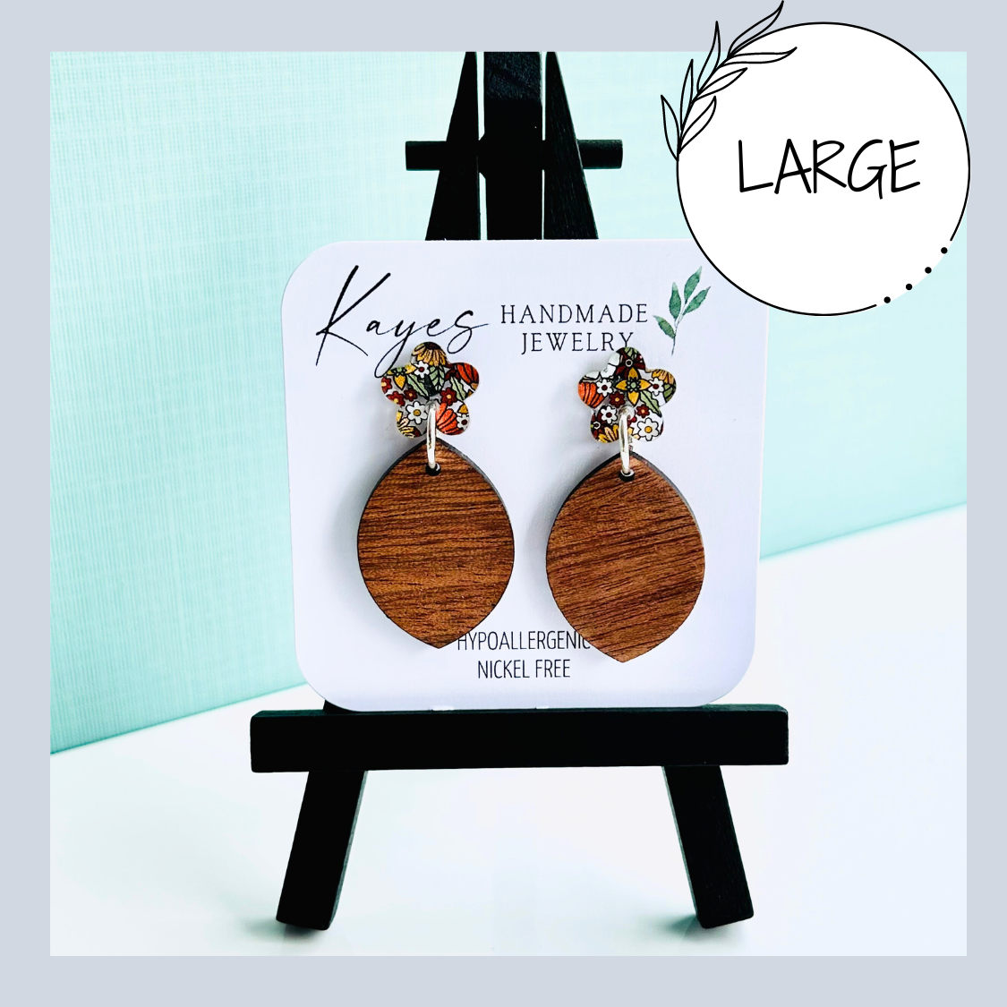 Fall Floral Boho Dangles with wood.