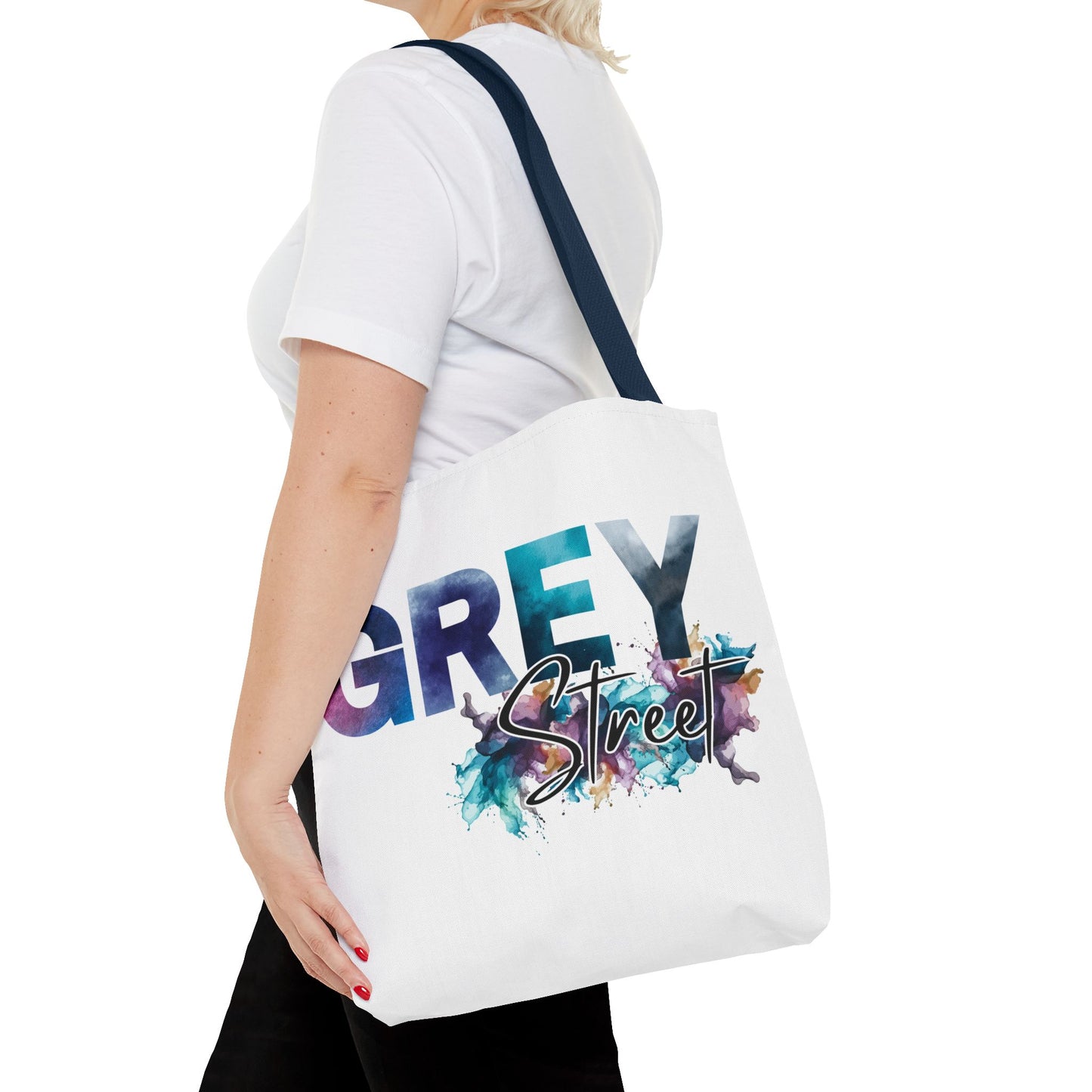 Vibrant "Grey Street" White Tote Bag - Stylish & Functional for Everyday Use
