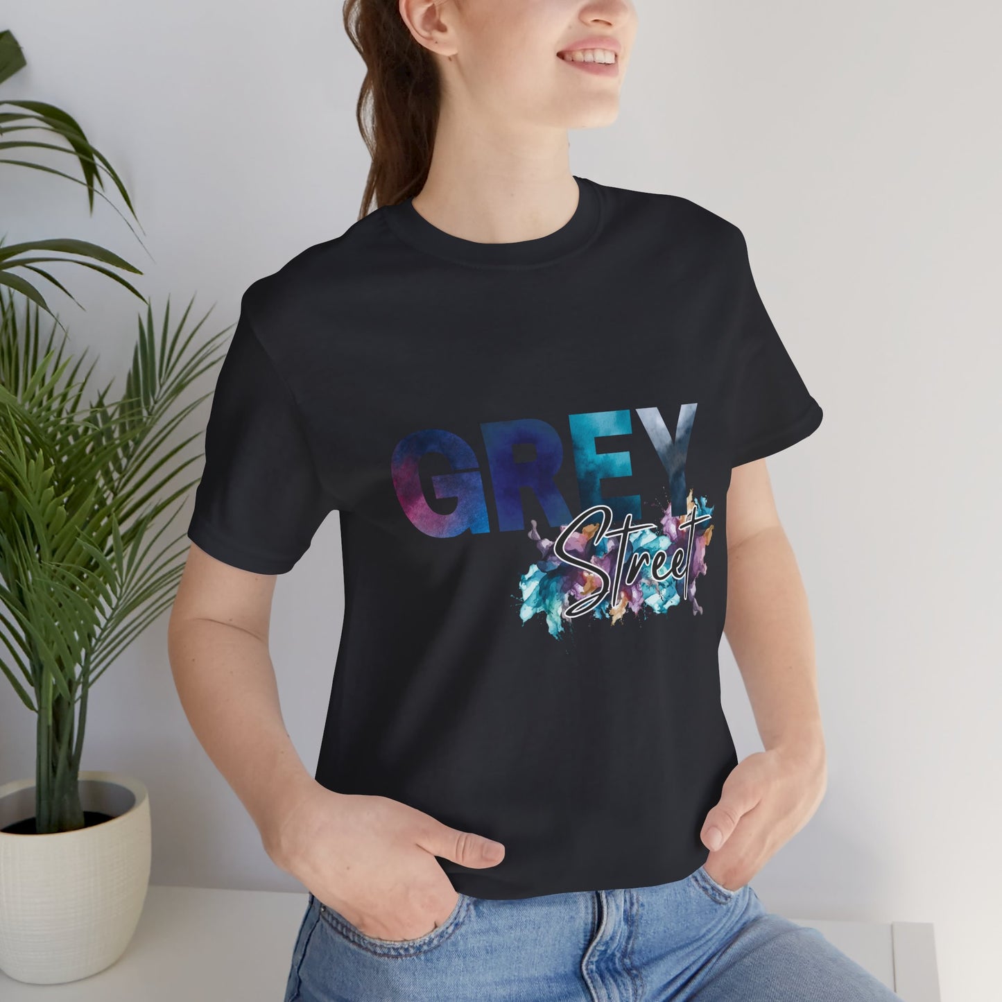 Grey Street Unisex Soft Jersey Tee -Vibrant Muted Colors captivates the vibe of Grey Street