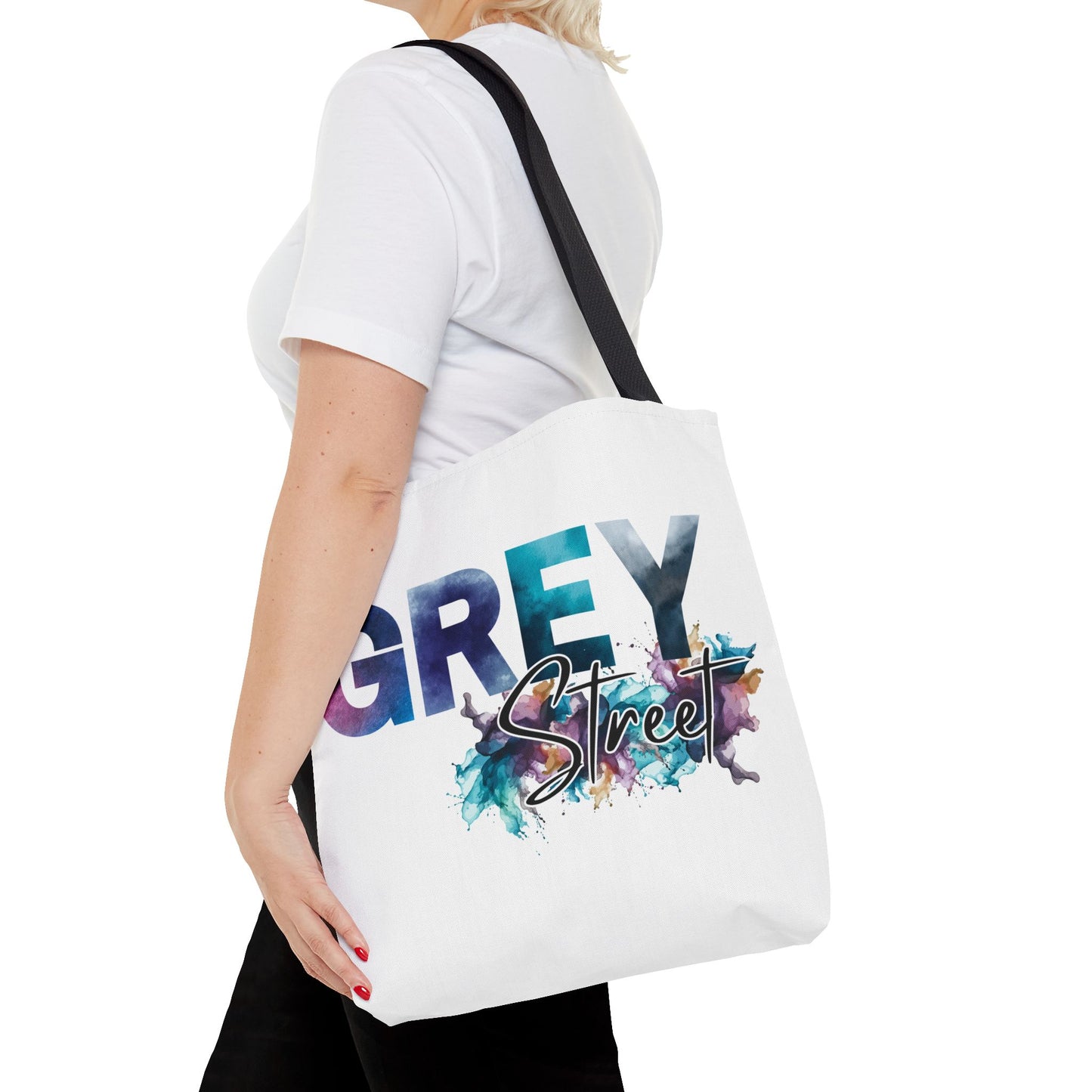 Vibrant "Grey Street" White Tote Bag - Stylish & Functional for Everyday Use