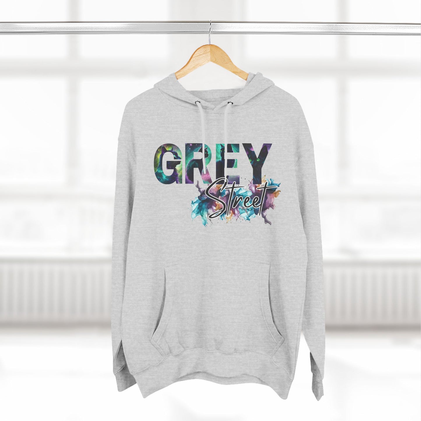 Grey Street Black Cat Comfort 3-Panel soft touch Fleece Hoodie - Everyday Comfort