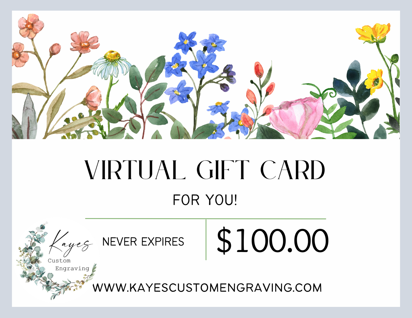Kayes Custom Engraving GIFT CARD