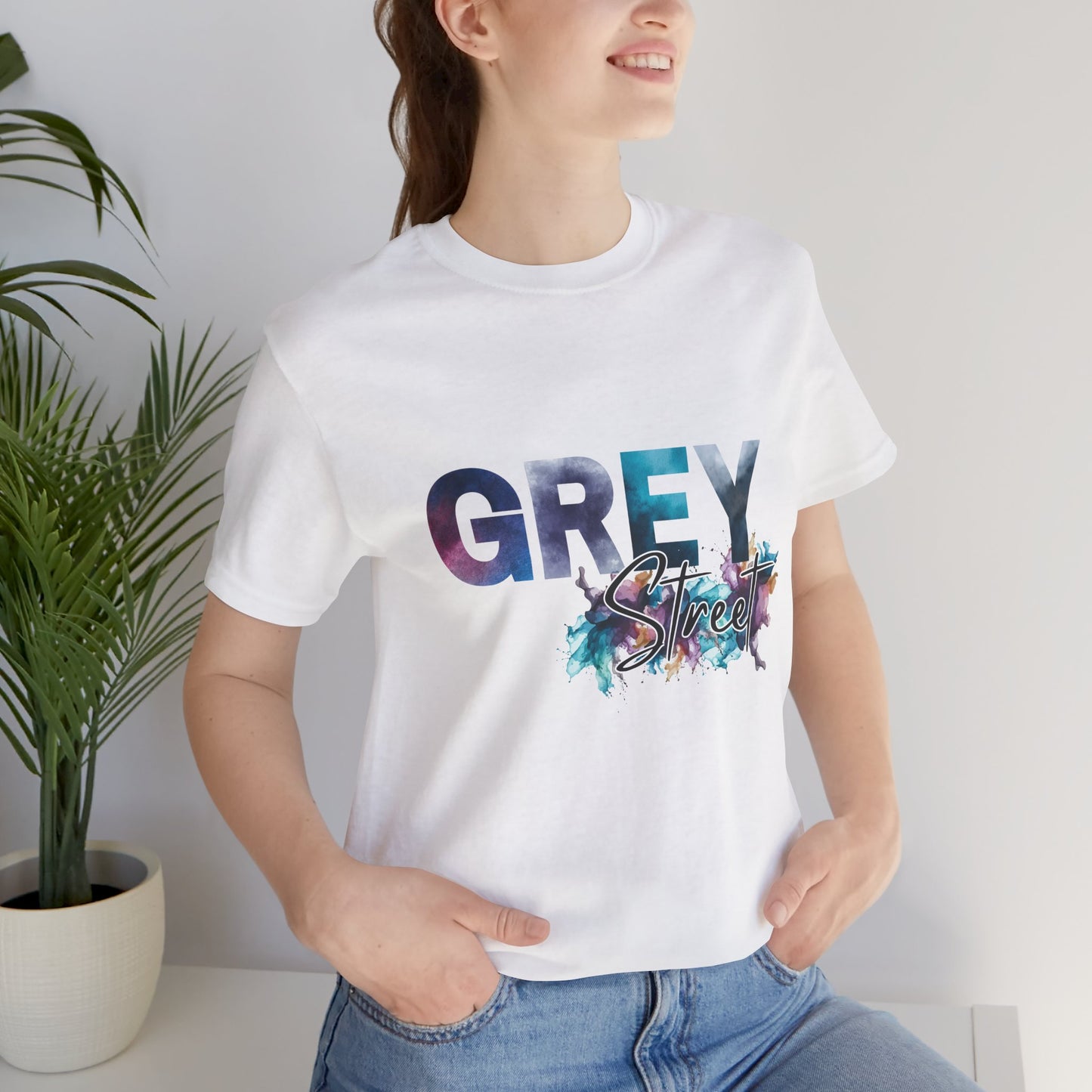 Grey Street Unisex Soft Jersey Tee -Vibrant Muted Colors captivates the vibe of Grey Street