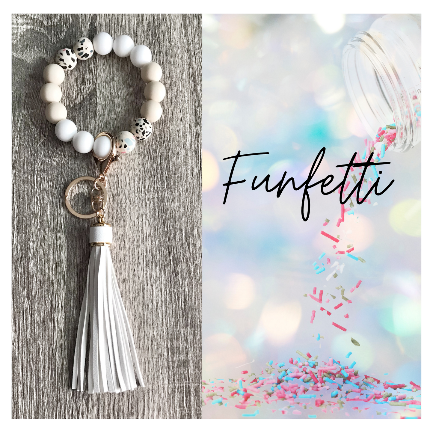 Silicone Beads Wristlet Keychain