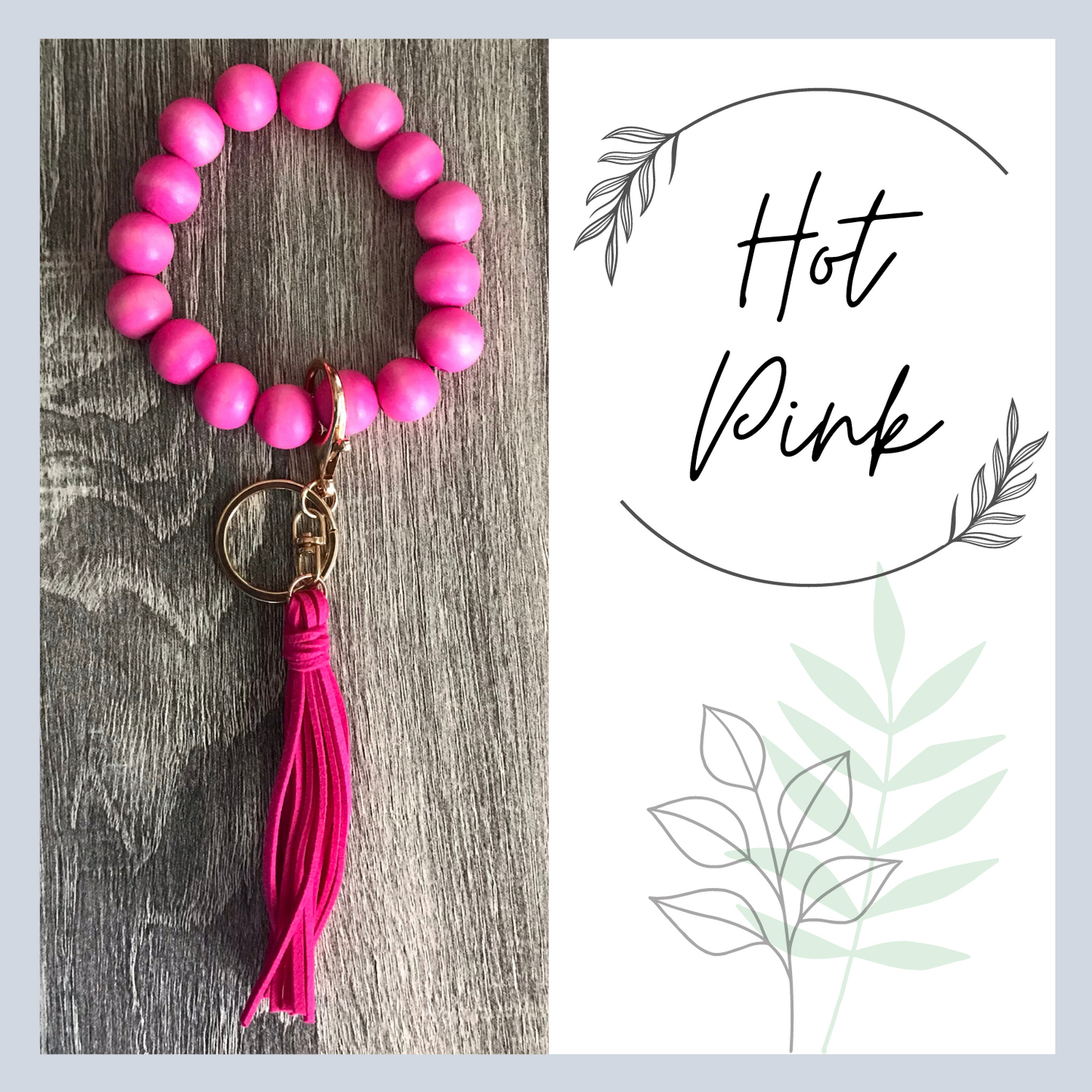 Wood Beads Wristlet Keychain