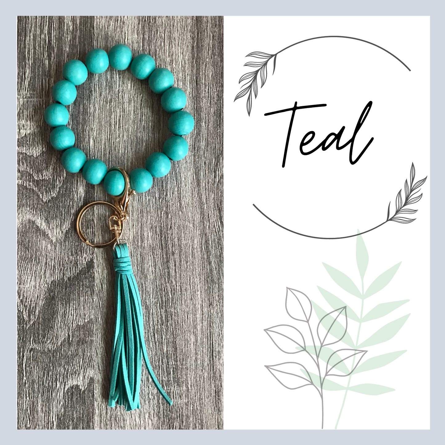 Wood Beads Wristlet Keychain