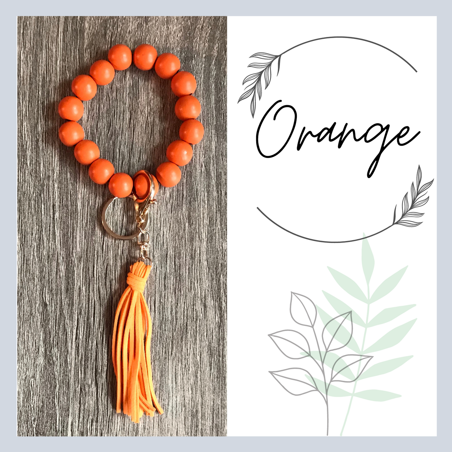 Wood Beads Wristlet Keychain