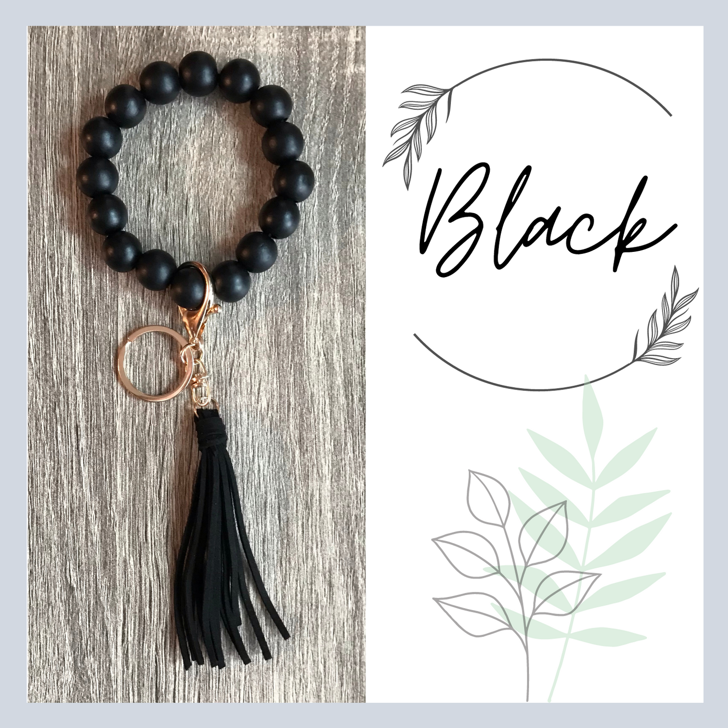 Wood Beads Wristlet Keychain