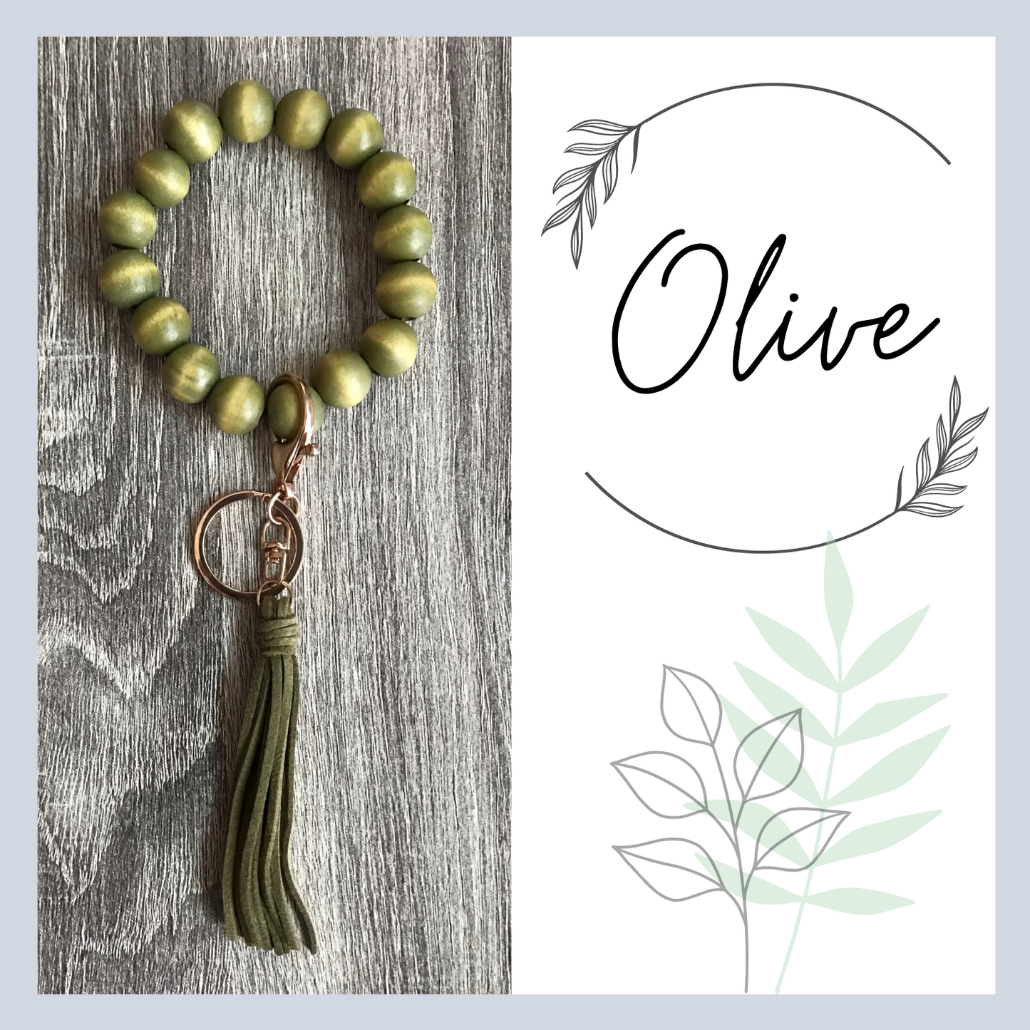 Wood Beads Wristlet Keychain