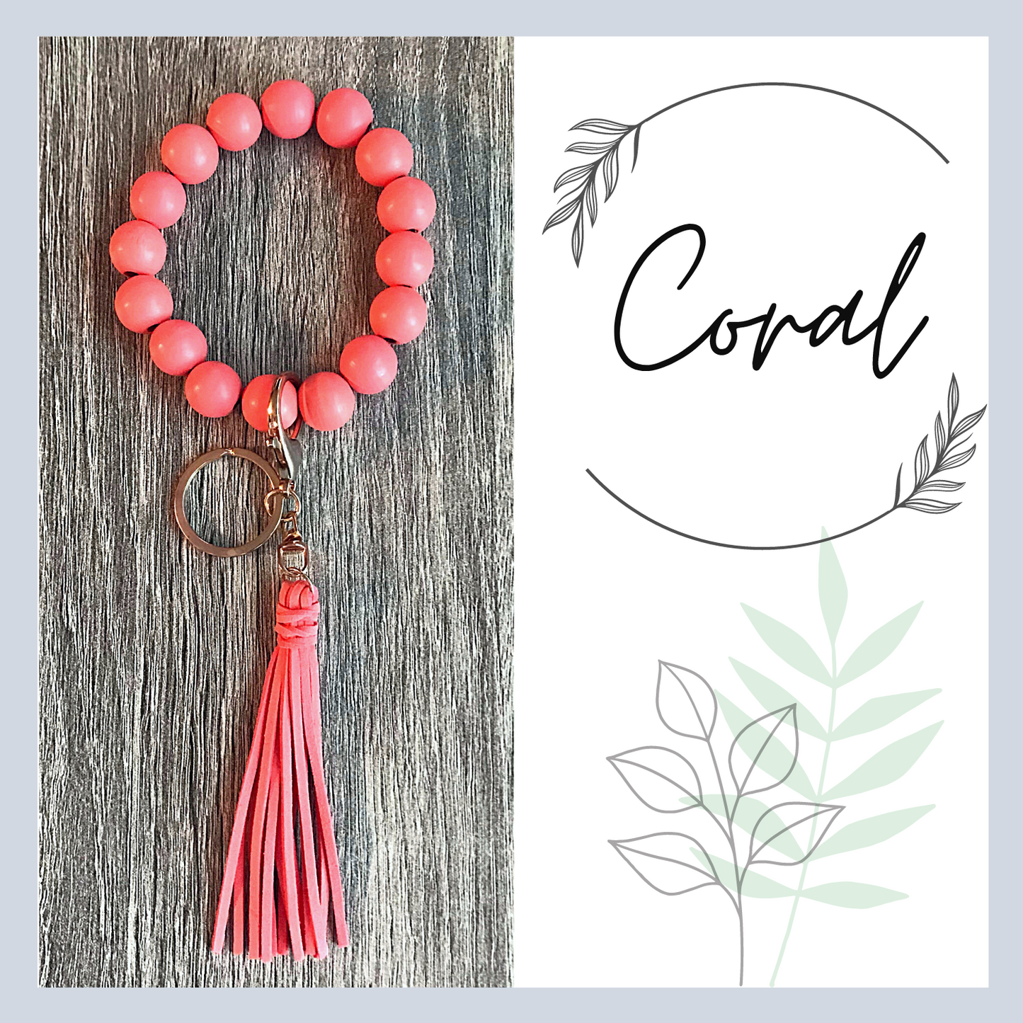 Wood Beads Wristlet Keychain