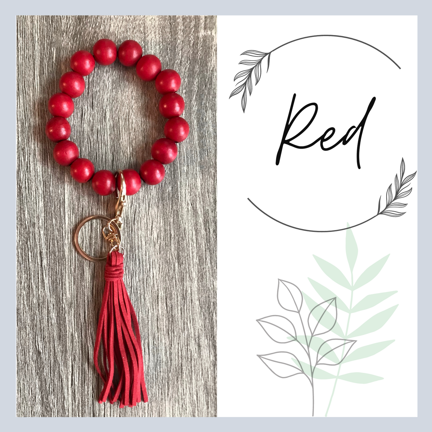 Wood Beads Wristlet Keychain