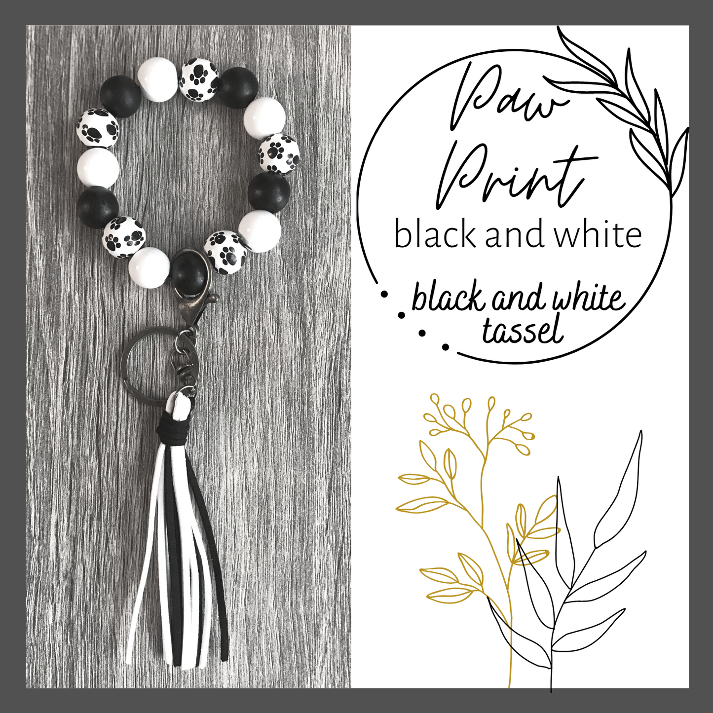 Wood Beads Wristlet Keychain