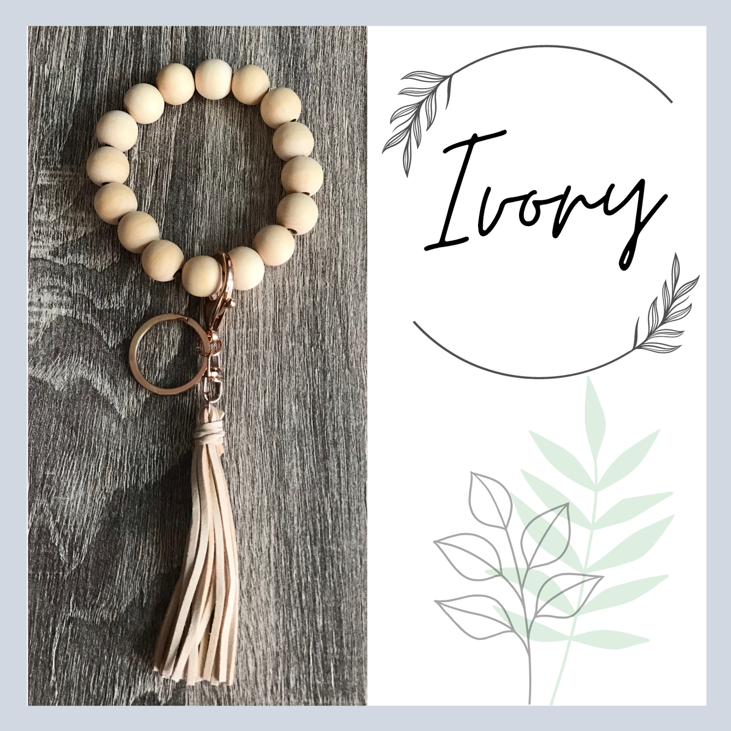 Wood Beads Wristlet Keychain