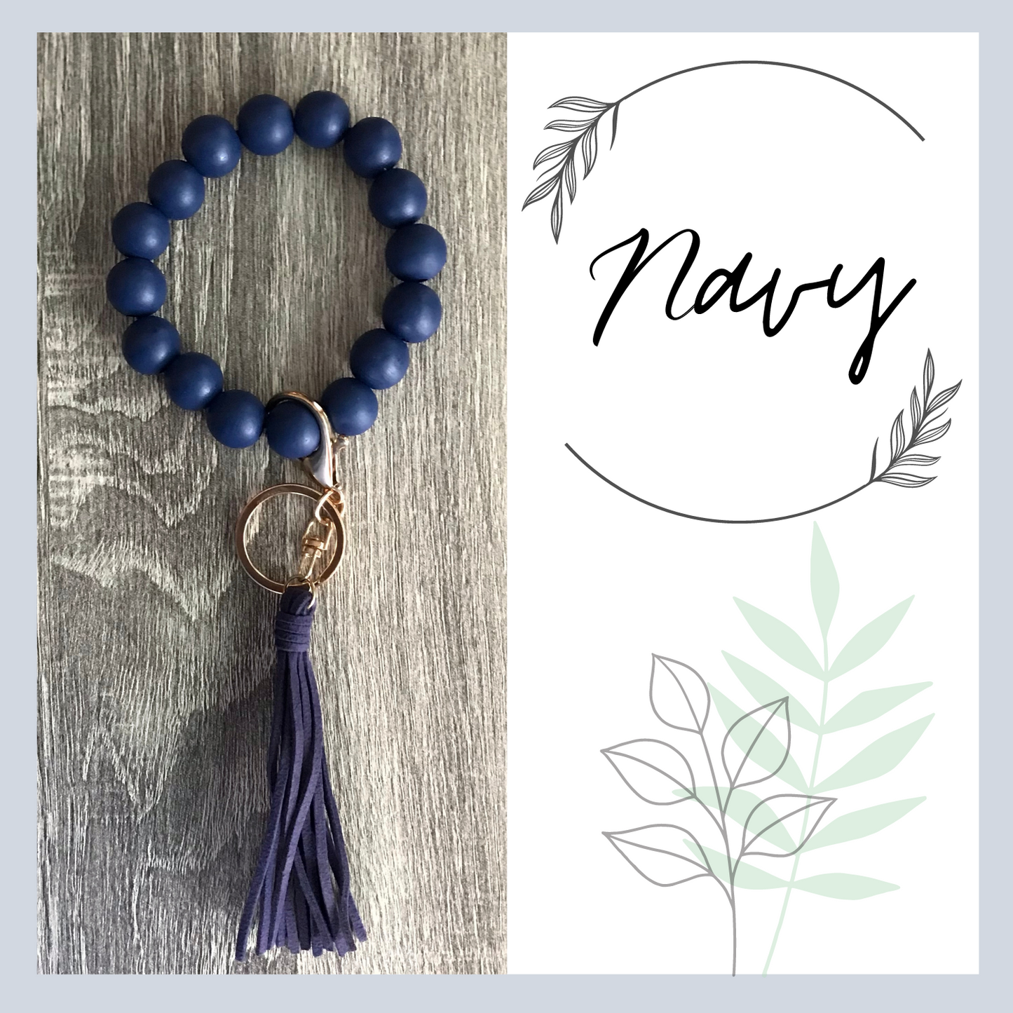 Wood Beads Wristlet Keychain