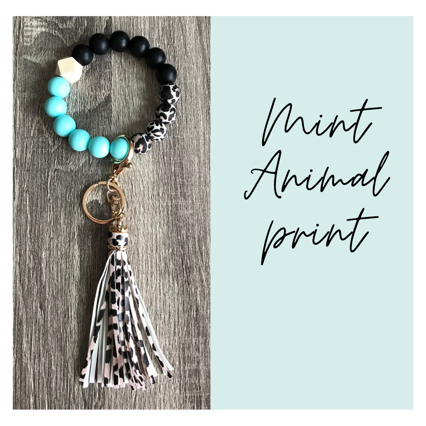Silicone Beads Wristlet Keychain