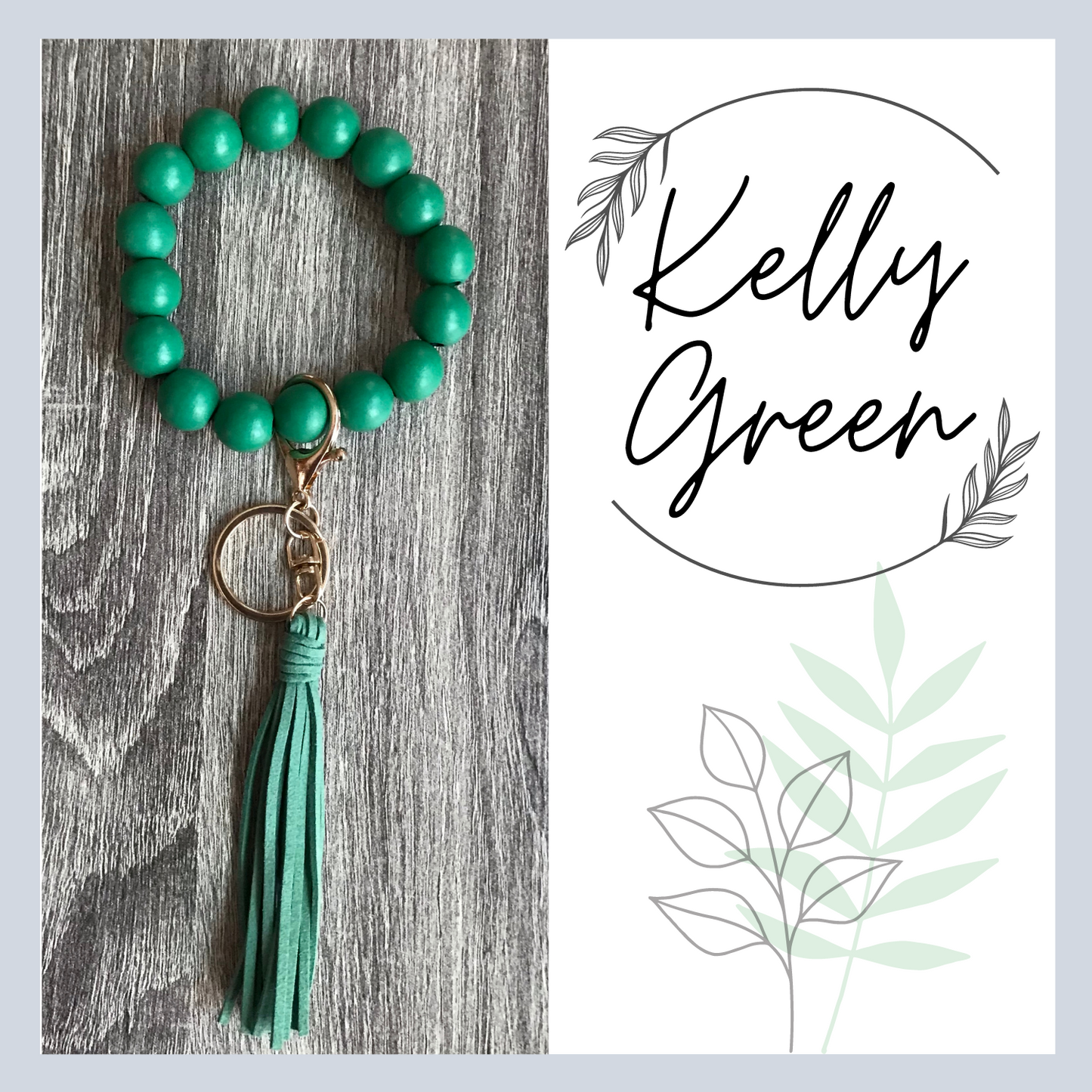 Wood Beads Wristlet Keychain