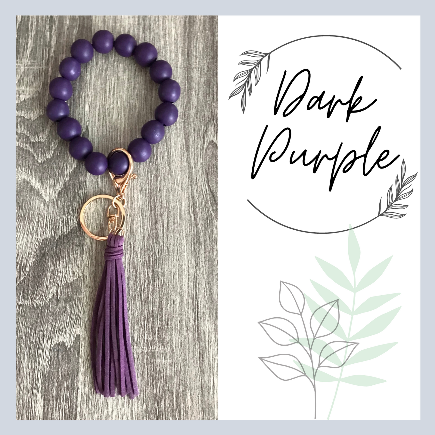 Wood Beads Wristlet Keychain