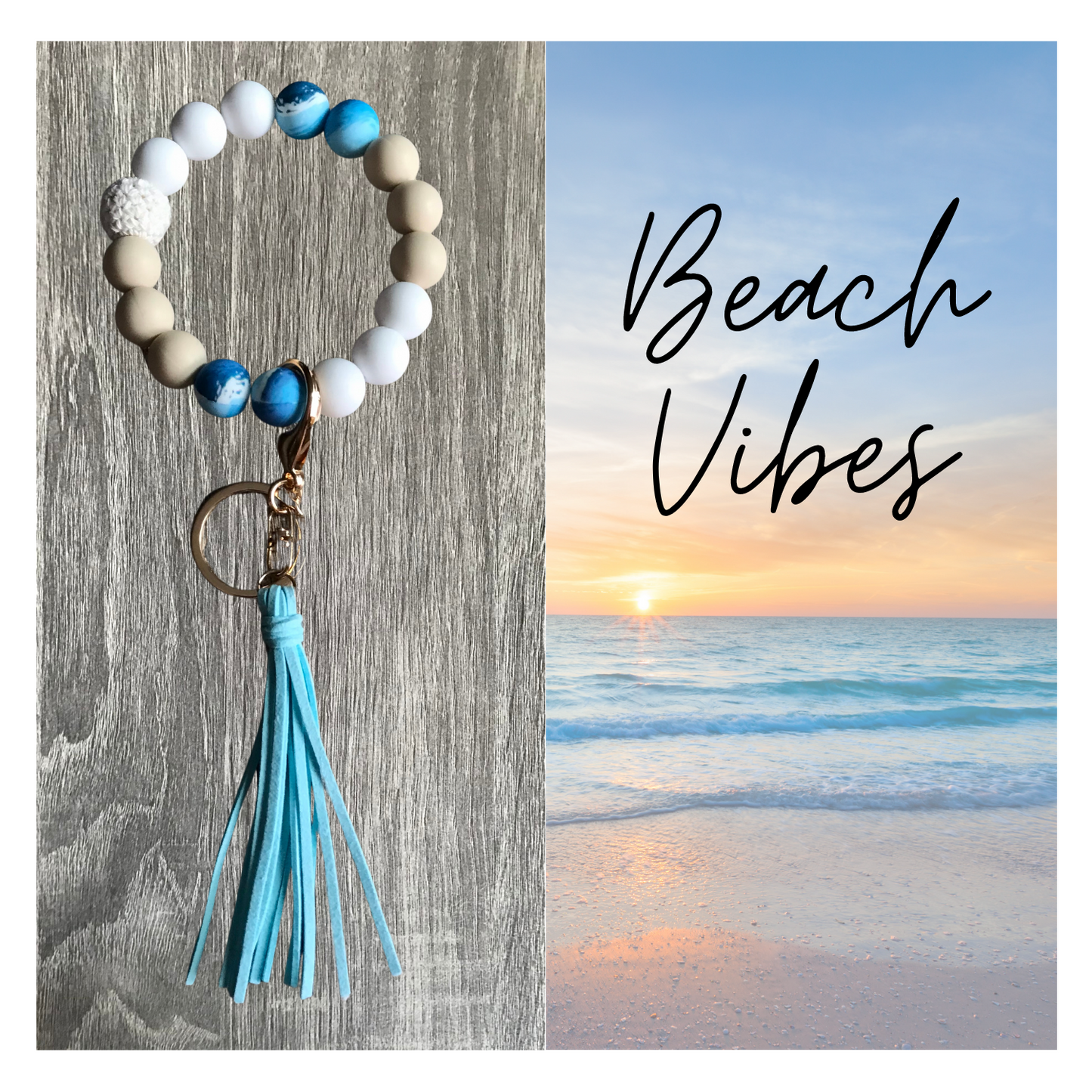 Silicone Beads Wristlet Keychain