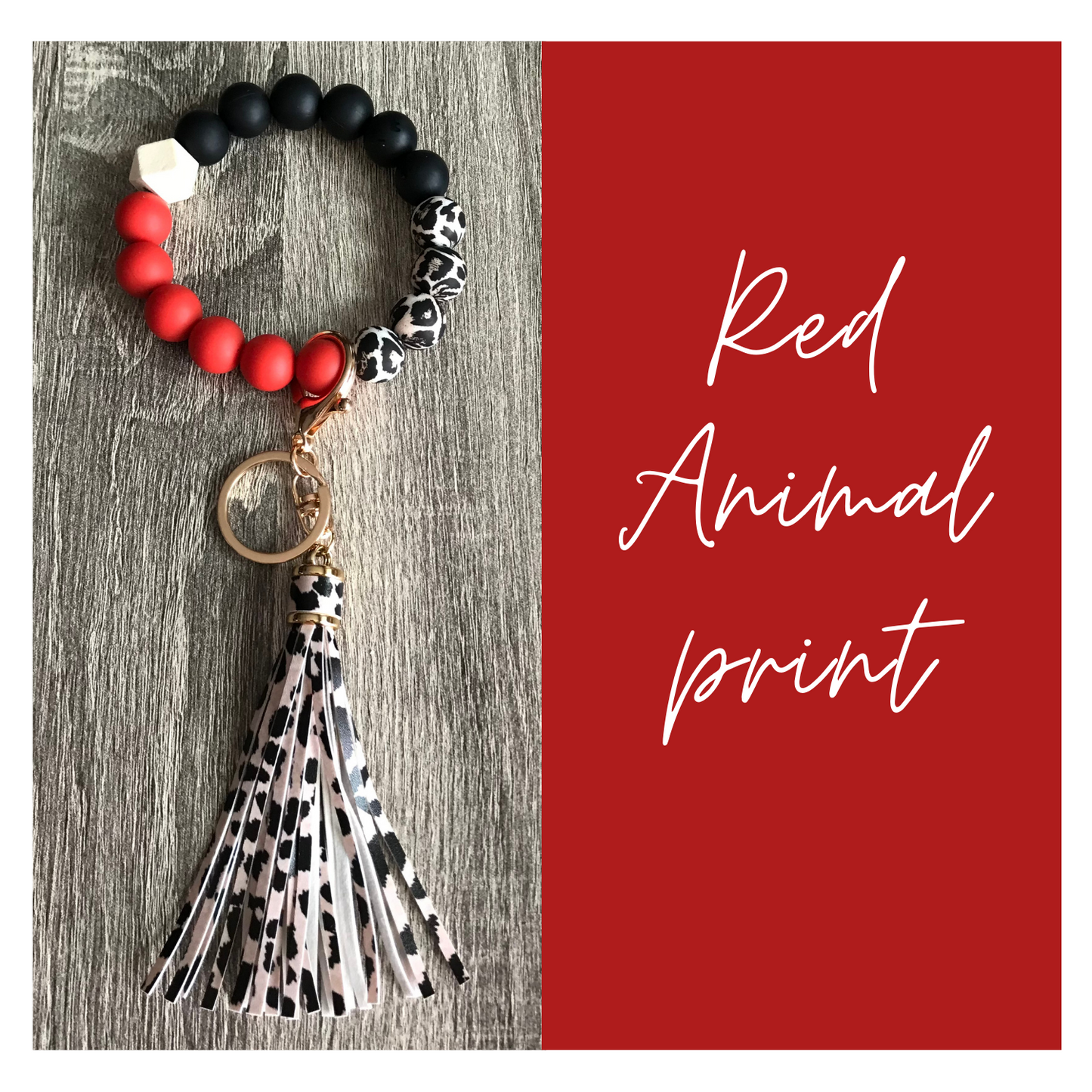 Silicone Beads Wristlet Keychain