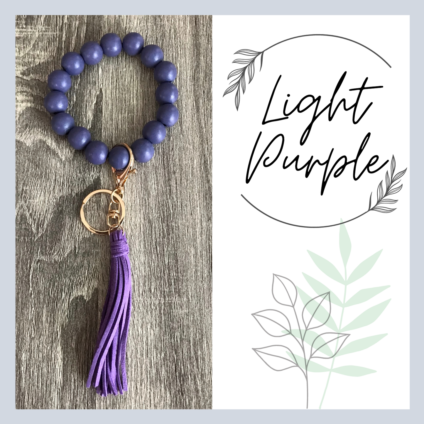 Wood Beads Wristlet Keychain