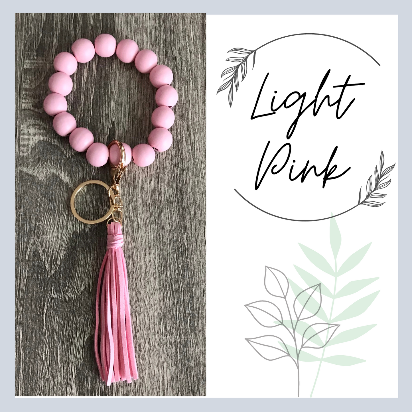 Wood Beads Wristlet Keychain