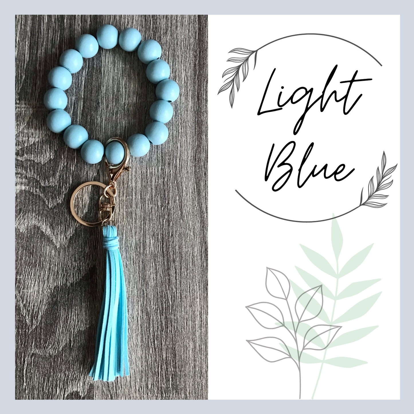 Wood Beads Wristlet Keychain