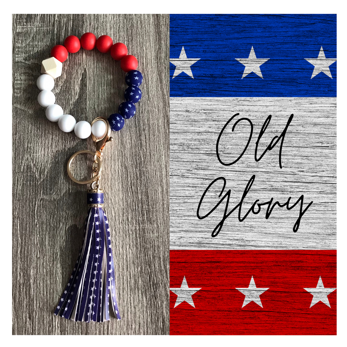Silicone Beads Wristlet Keychain