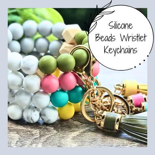 Silicone Beads Wristlet Keychain