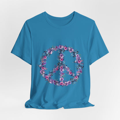 Floral Peace Sign  Unisex Comfort Soft Jersey Tee