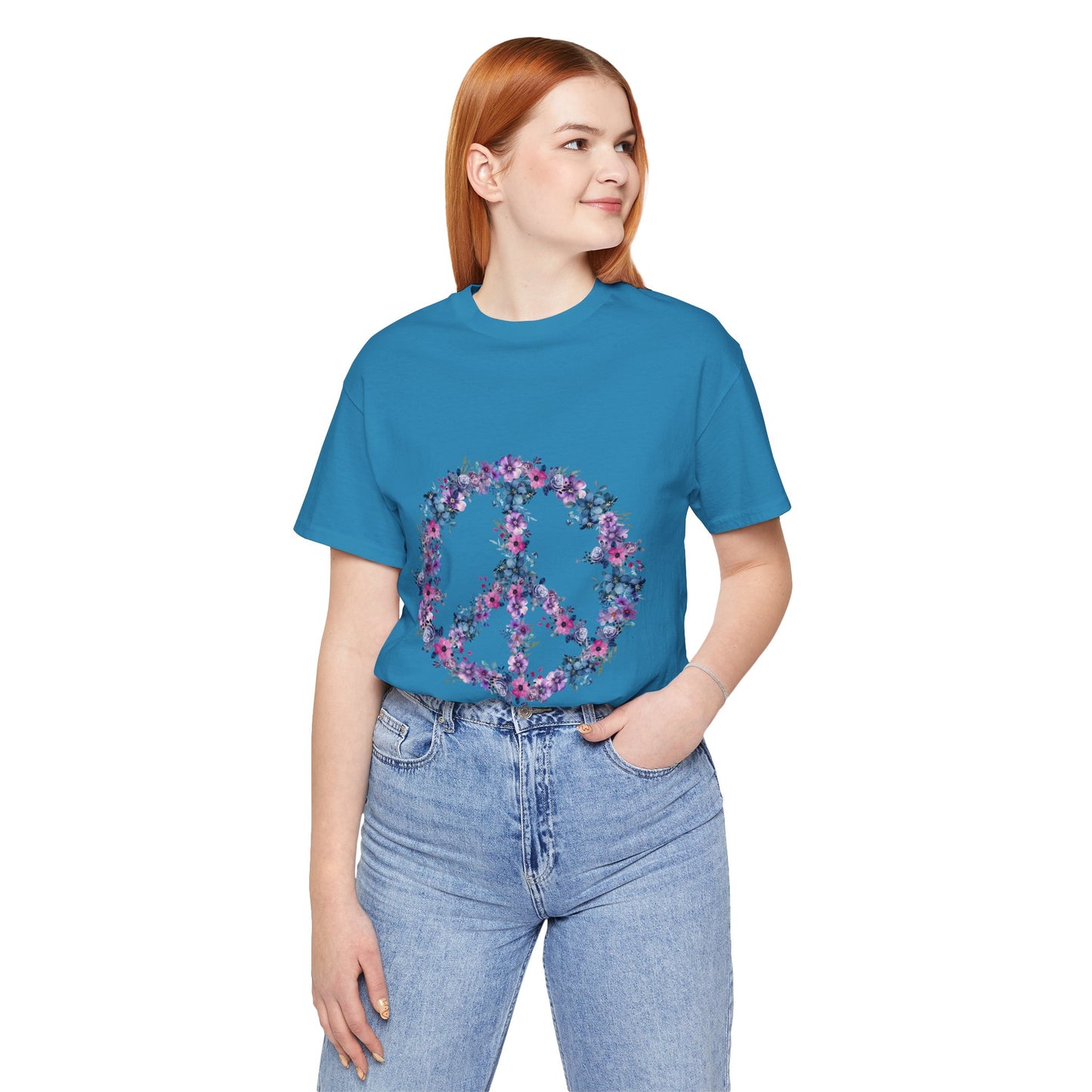 Floral Peace Sign  Unisex Comfort Soft Jersey Tee