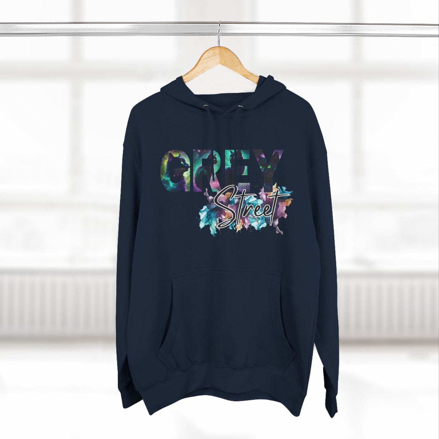 Grey Street Black Cat Comfort 3-Panel soft touch Fleece Hoodie - Everyday Comfort