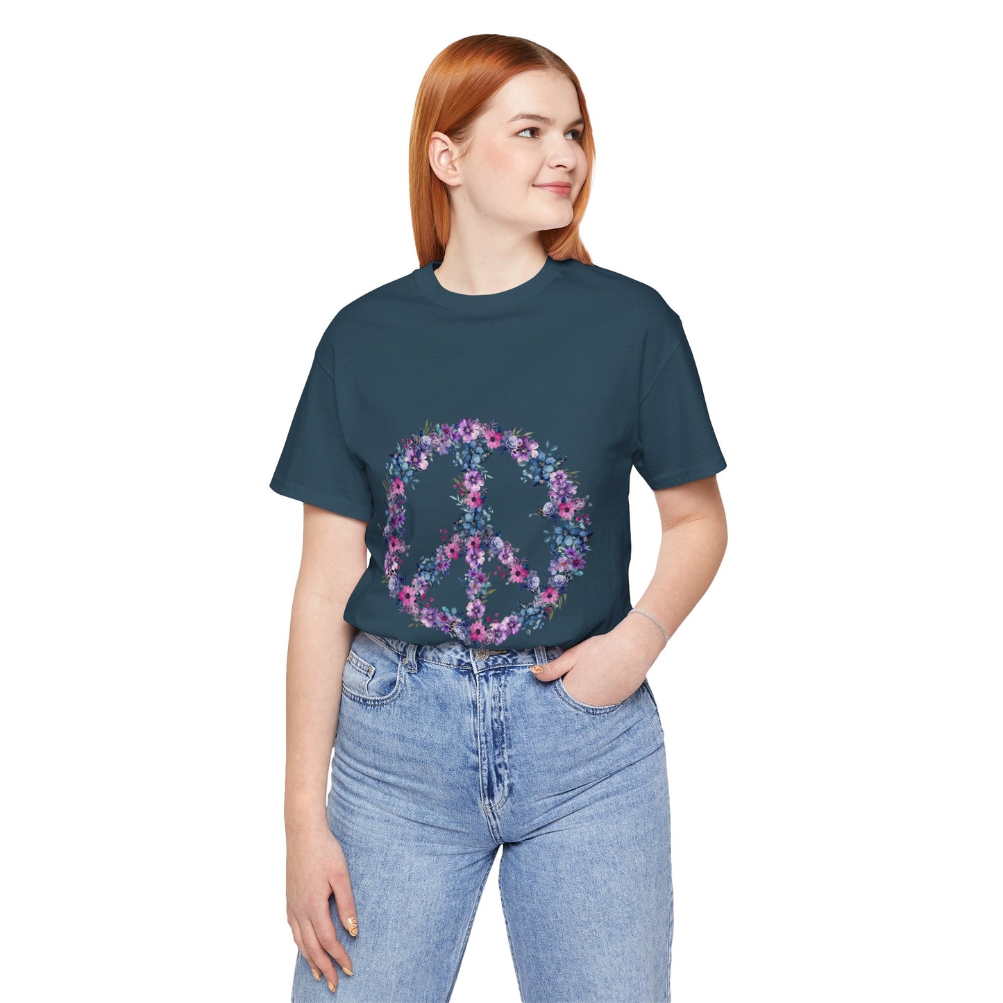 Floral Peace Sign  Unisex Comfort Soft Jersey Tee