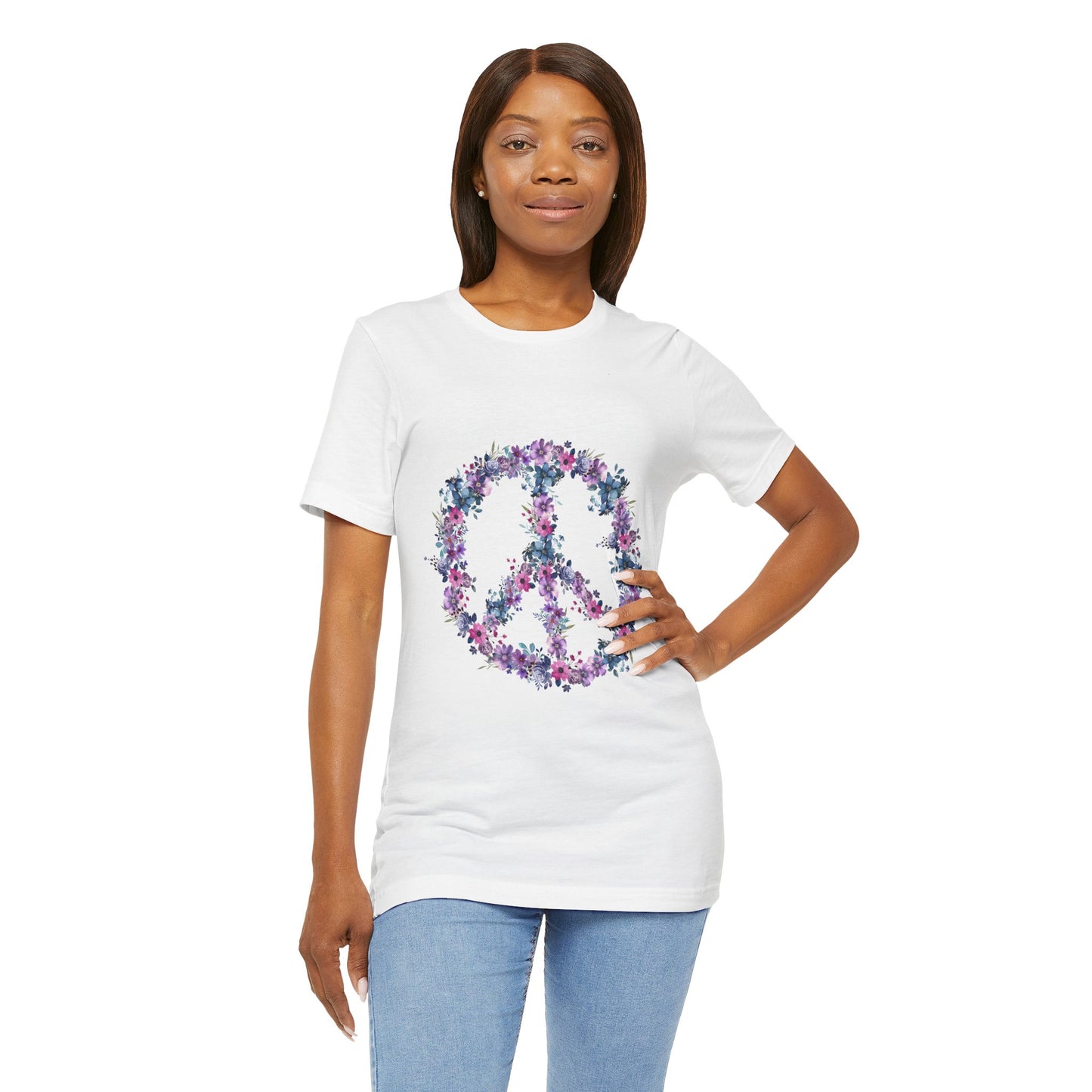 Floral Peace Sign  Unisex Comfort Soft Jersey Tee